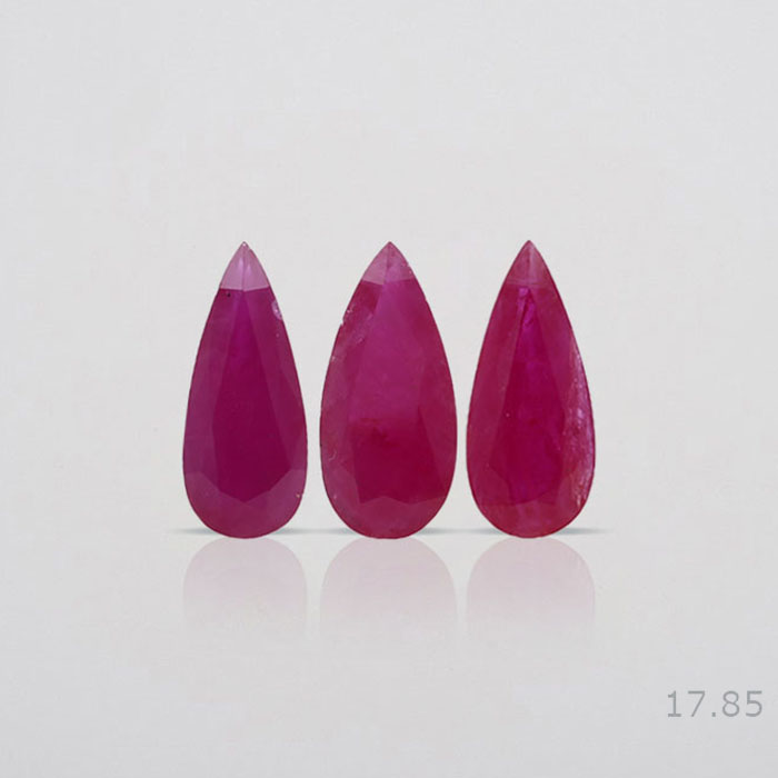 Mozambican Heated Ruby 3 pc set